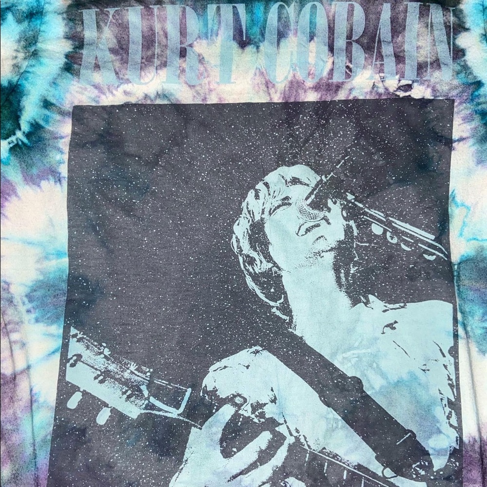Kurt Cobain Custom Tie Dyed Upcycled T-Shirt Small - Picture 3 of 5